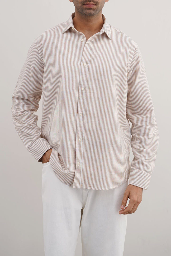 BEIGE SUMMER STRIPED SHIRT