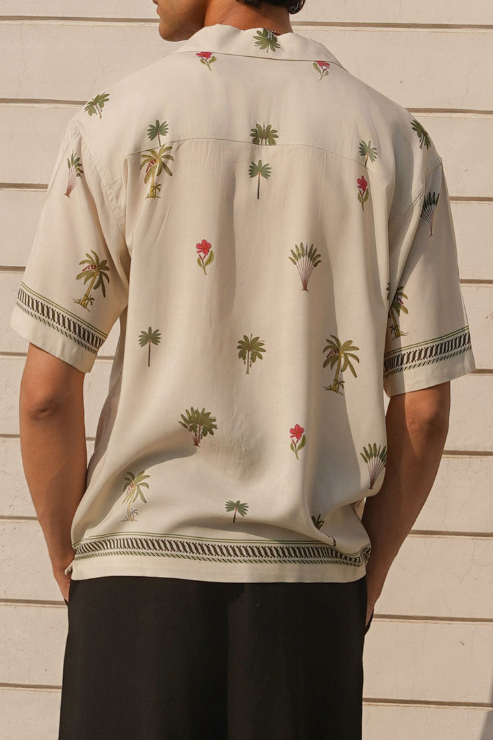 CREAM TROPICAL PRINTED SHIRT