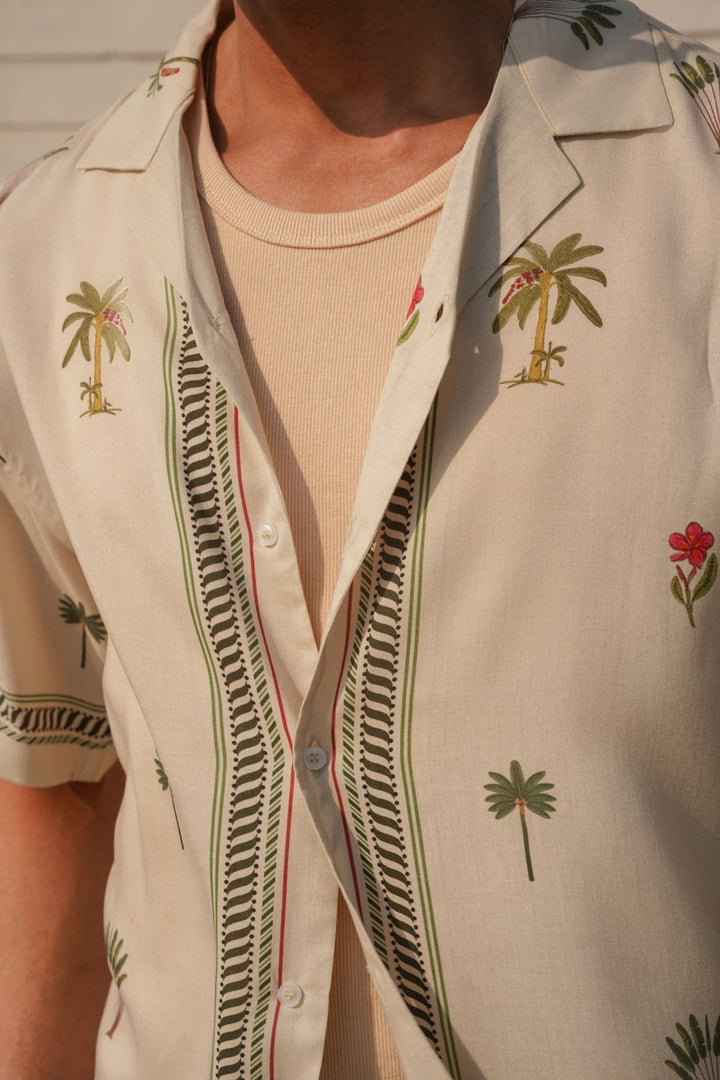 CREAM TROPICAL PRINTED SHIRT
