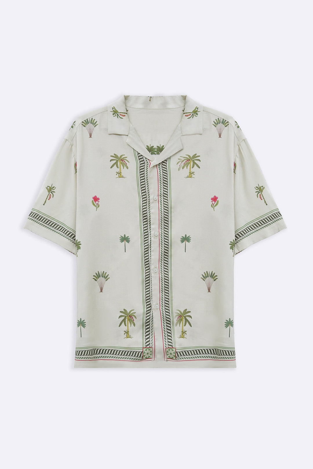 CREAM TROPICAL PRINTED SHIRT
