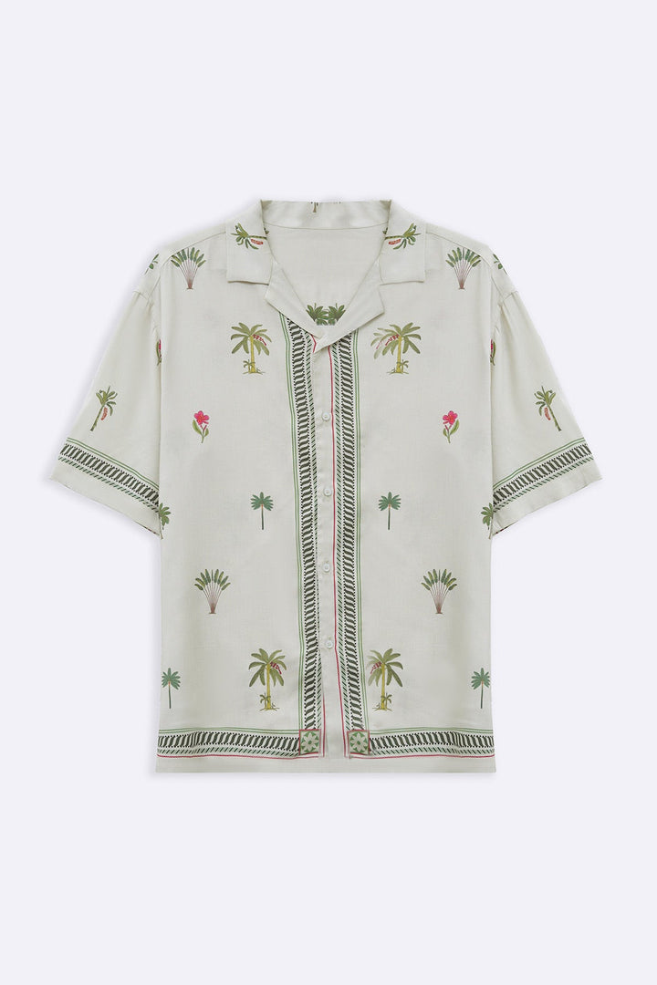 CREAM TROPICAL PRINTED SHIRT