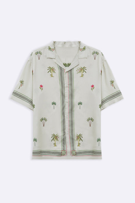 CREAM TROPICAL PRINTED SHIRT