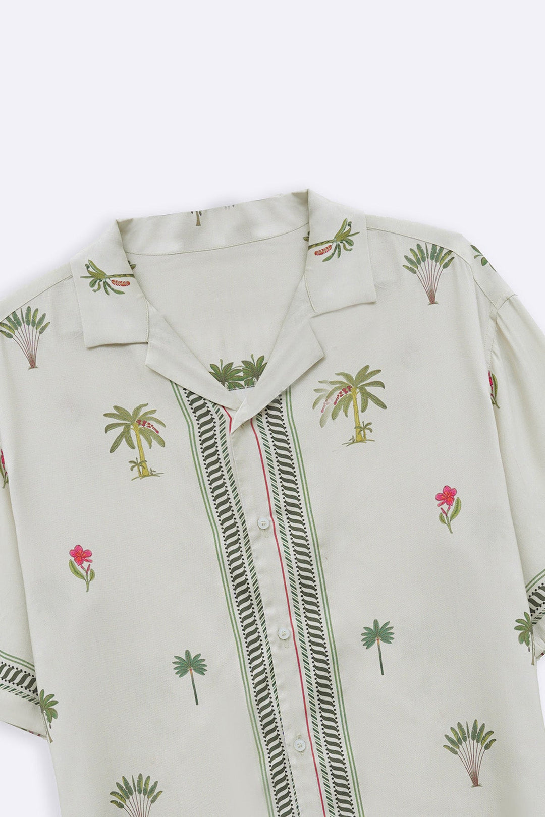 CREAM TROPICAL PRINTED SHIRT