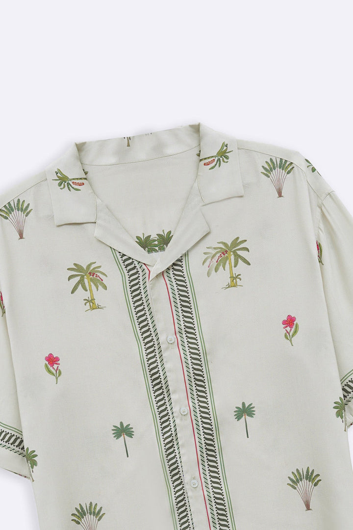 CREAM TROPICAL PRINTED SHIRT