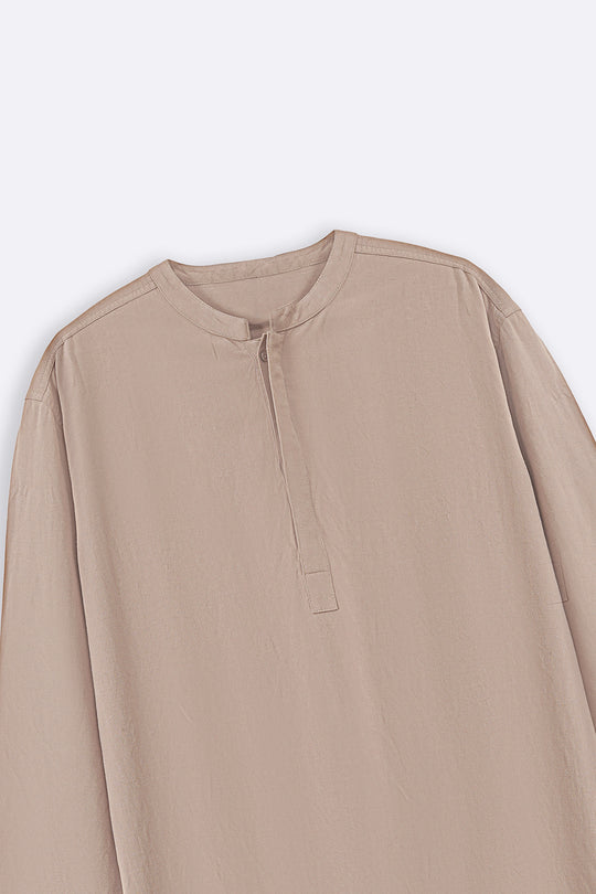 BEIGE LINEN BLEND LONG SHIRT