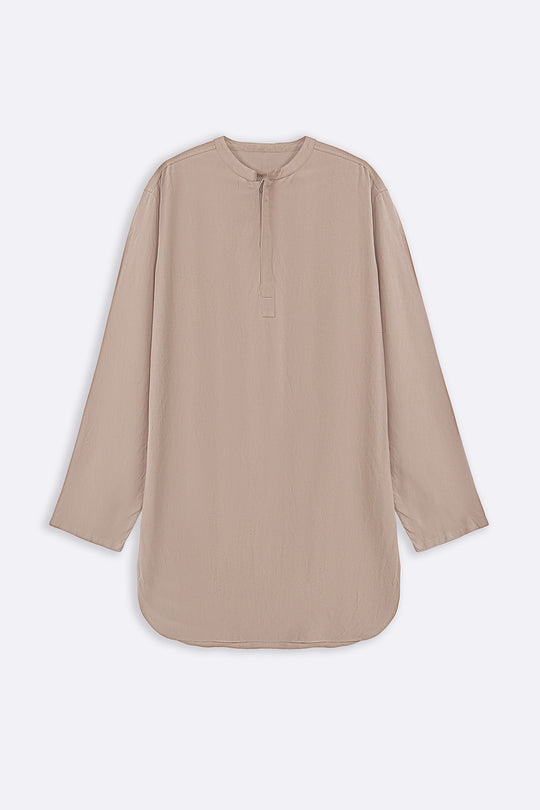 BEIGE LINEN BLEND LONG SHIRT