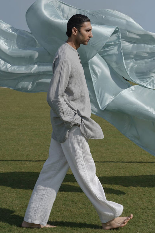 GREY MUSLIN LONG SHIRT