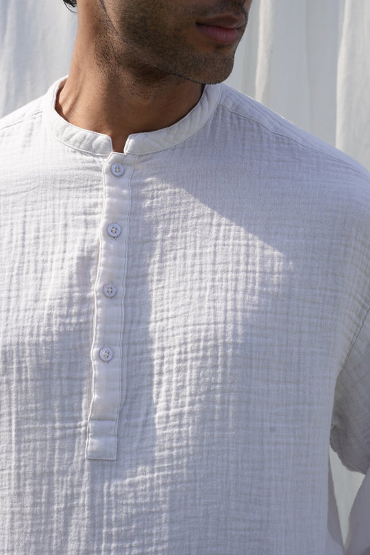 WHITE MUSLIN LONG SHIRT