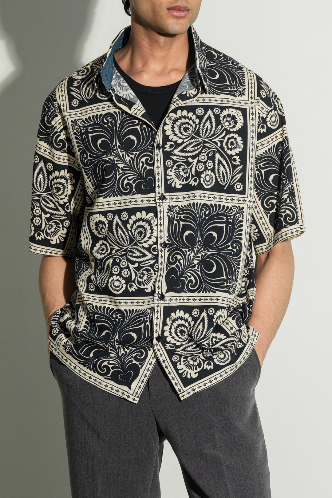 BLACK MONOCHROME RESORT SHIRT