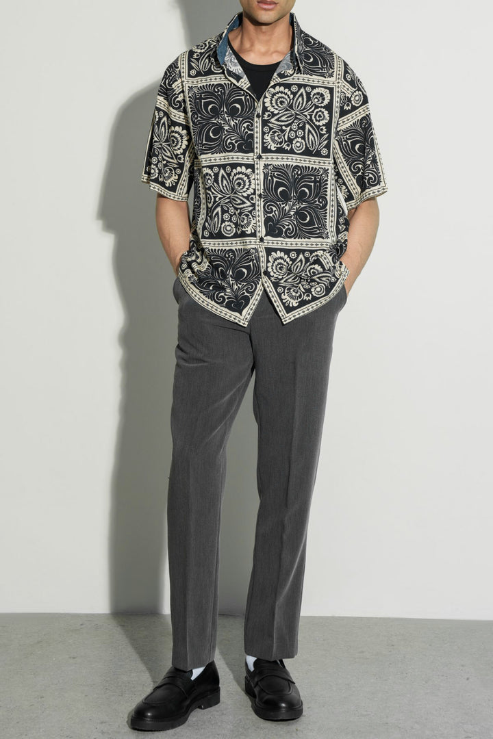 BLACK MONOCHROME RESORT SHIRT
