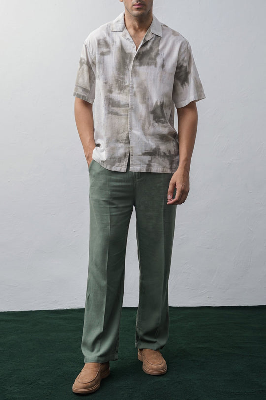 OFF WHITE DEEP MOSS PRINTED SHIRT
