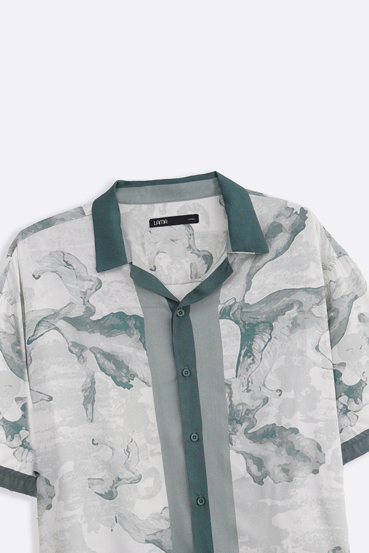 OFF WHITE AQUA FLORA SHIRT