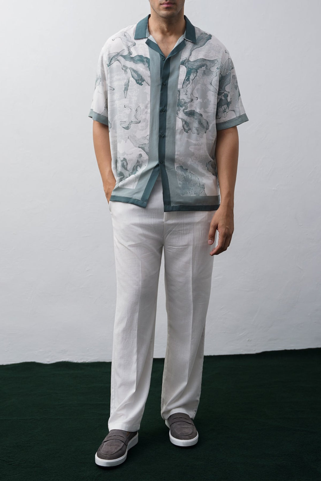 OFF WHITE AQUA FLORA SHIRT