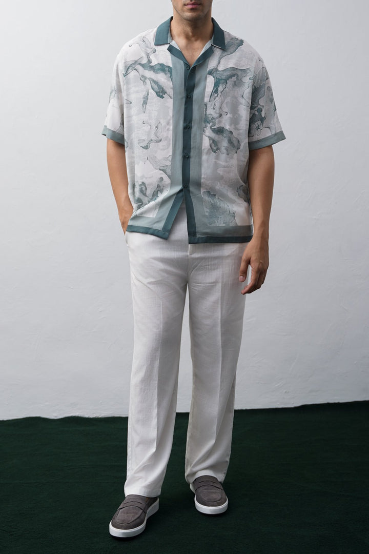 OFF WHITE AQUA FLORA SHIRT