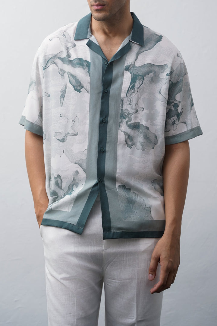 OFF WHITE AQUA FLORA SHIRT