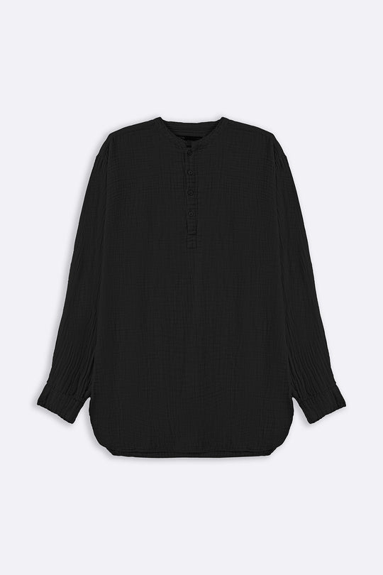 BLACK MUSLIN LONG SHIRT