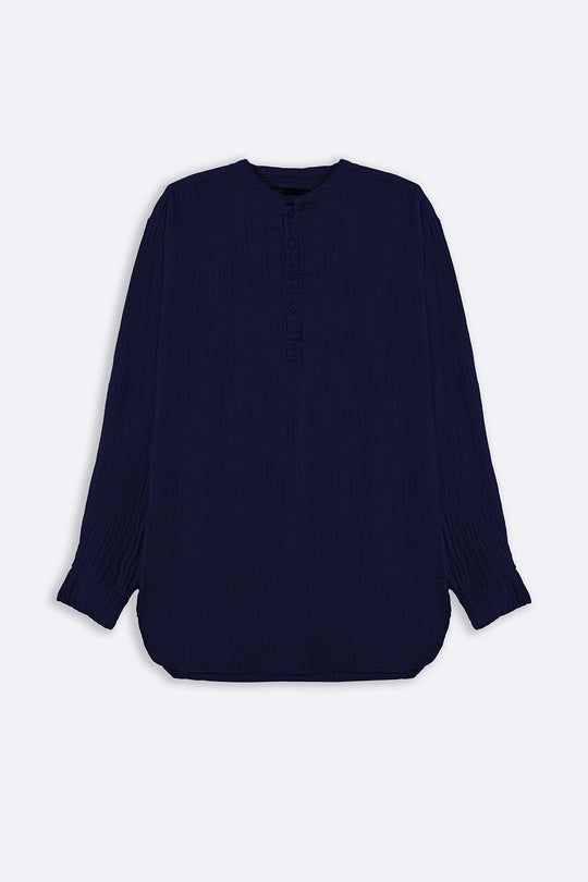 NAVY MUSLIN LONG SHIRT