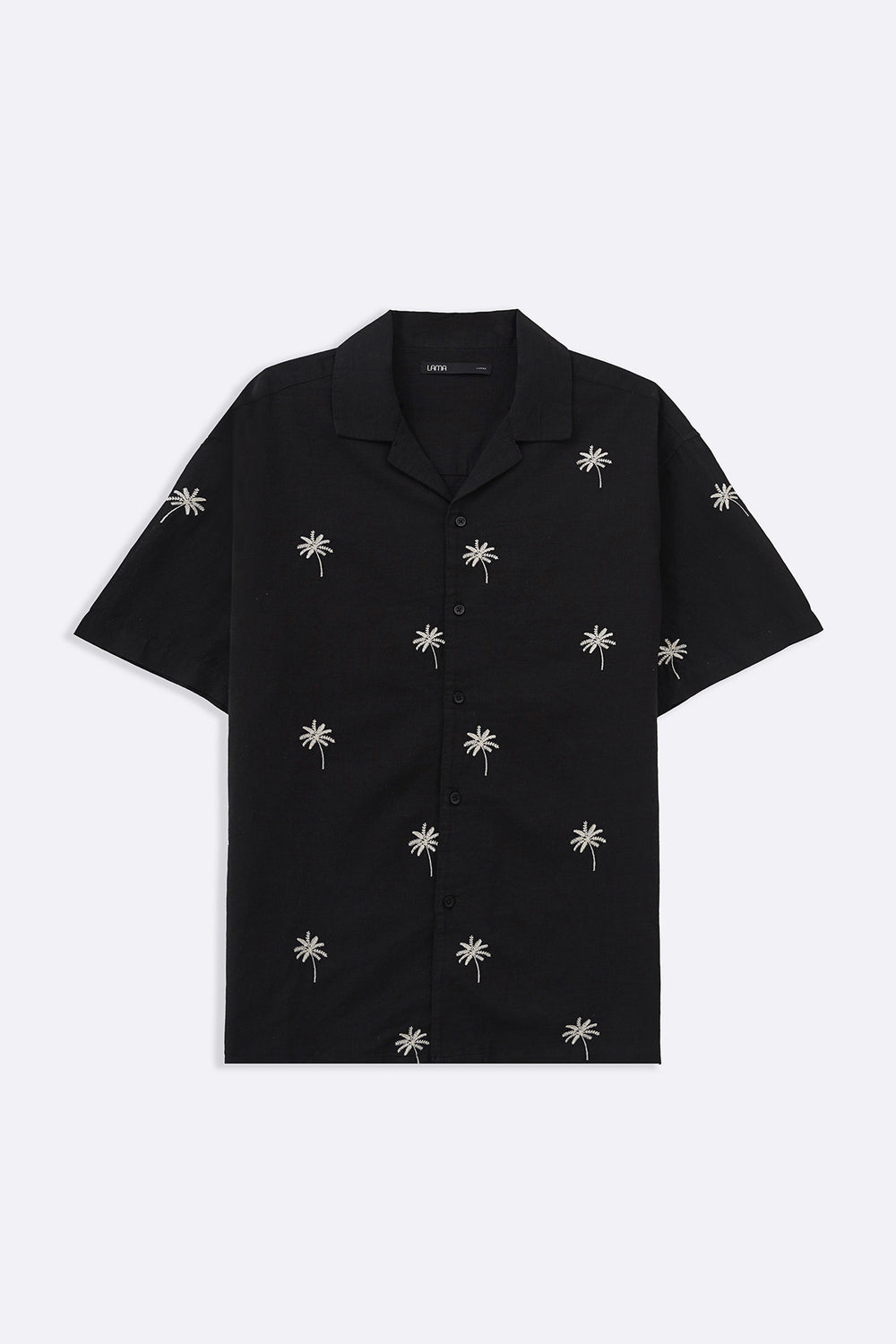 BLACK TROPICAL PALM SHIRT