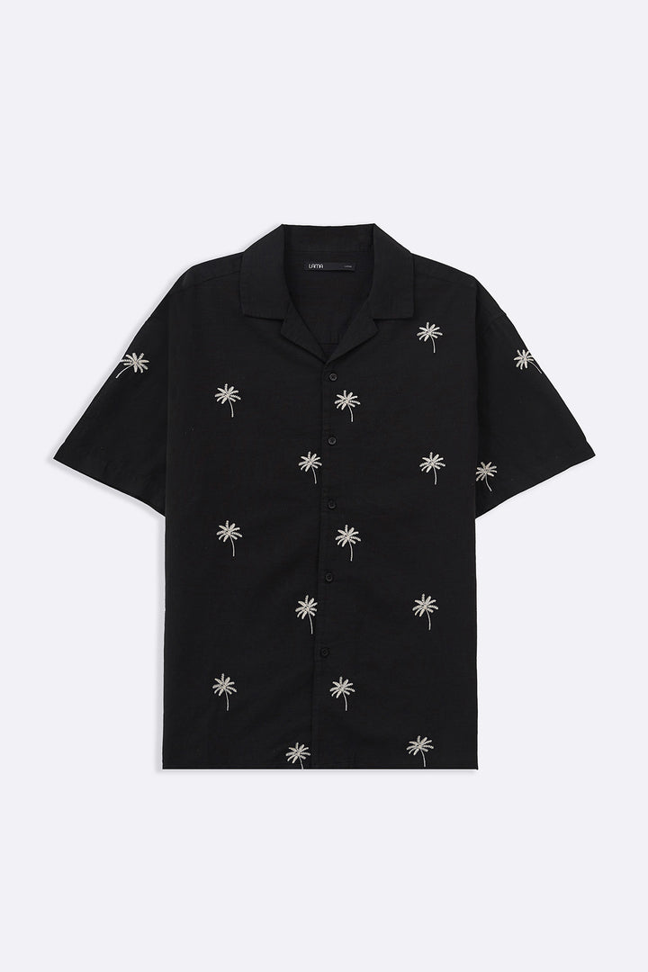 BLACK TROPICAL PALM SHIRT