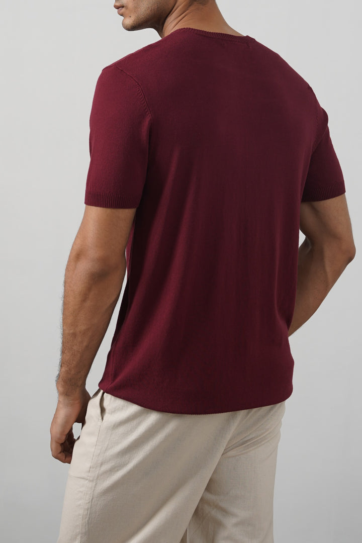 MAROON VISCOSE KNIT TEE