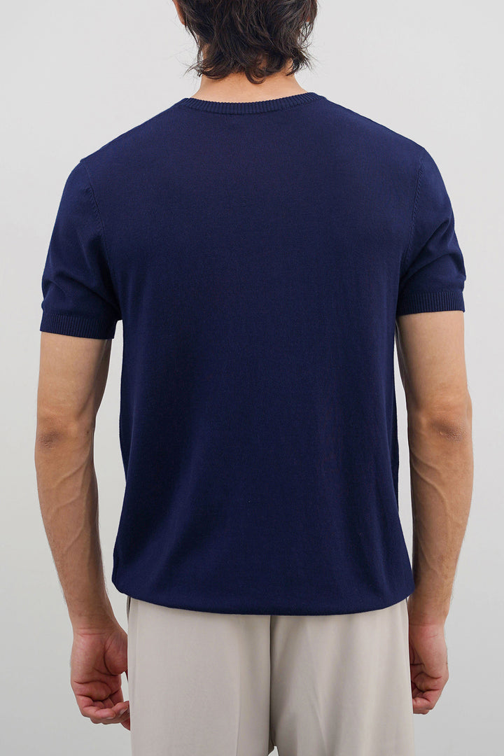 NAVY VISCOSE KNIT TEE