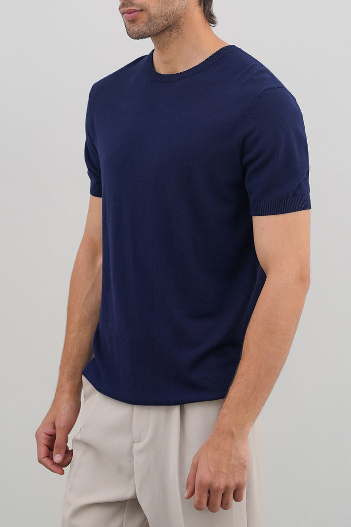 NAVY VISCOSE KNIT TEE