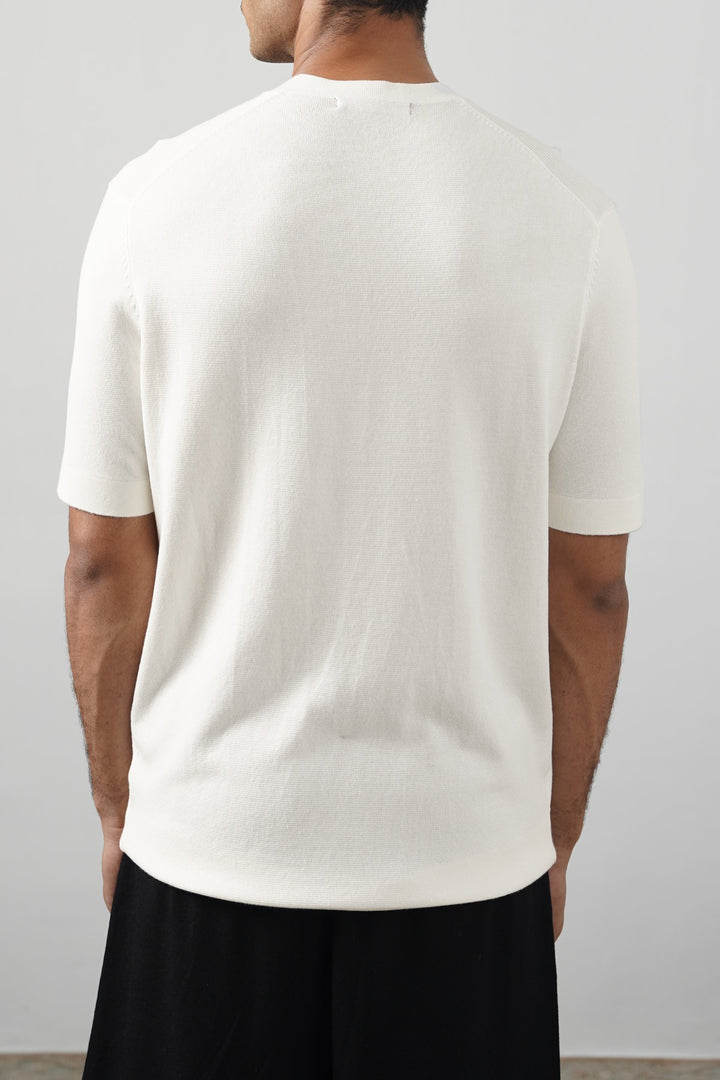 OFF WHITE VISCOSE KNIT TEE