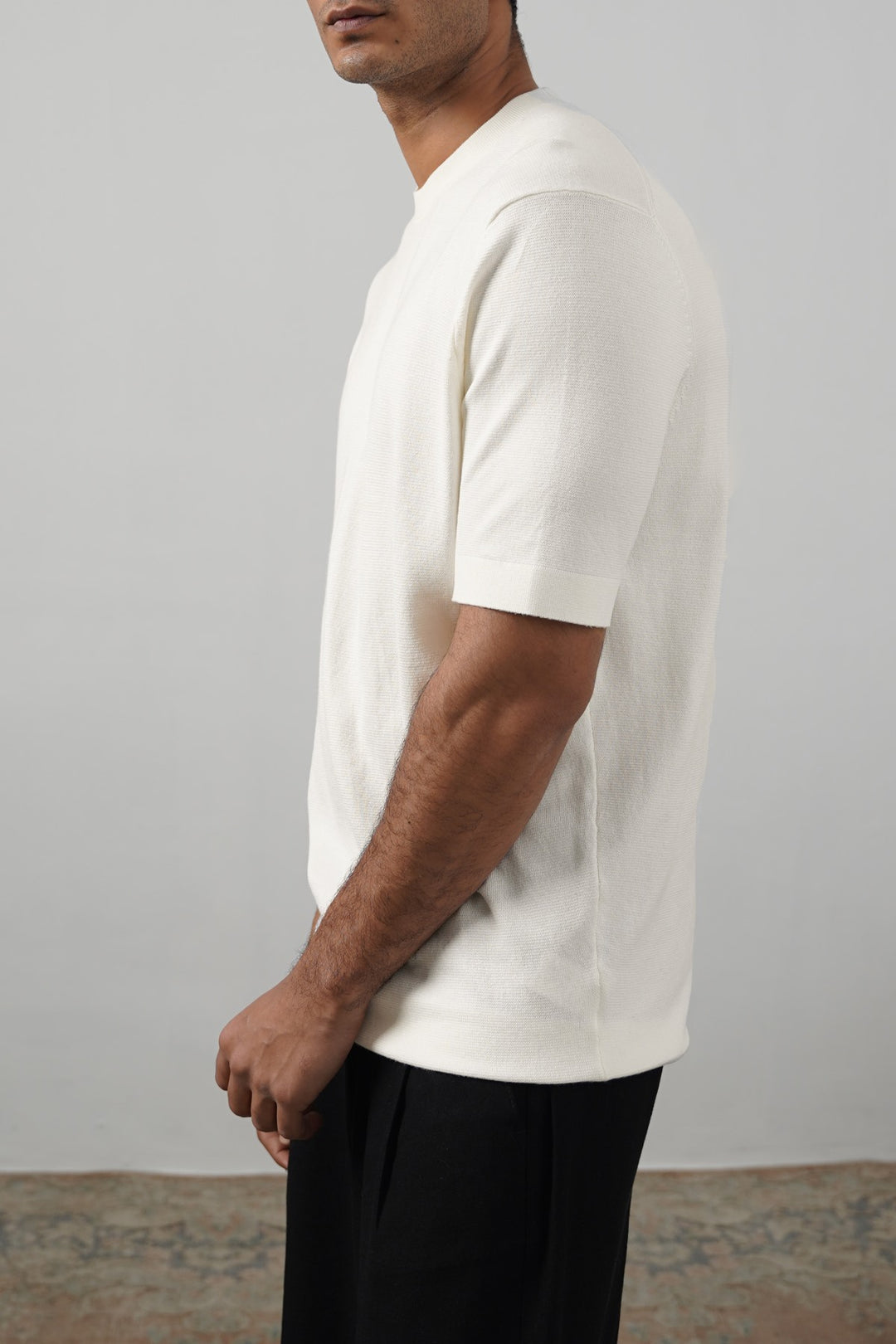 OFF WHITE VISCOSE KNIT TEE