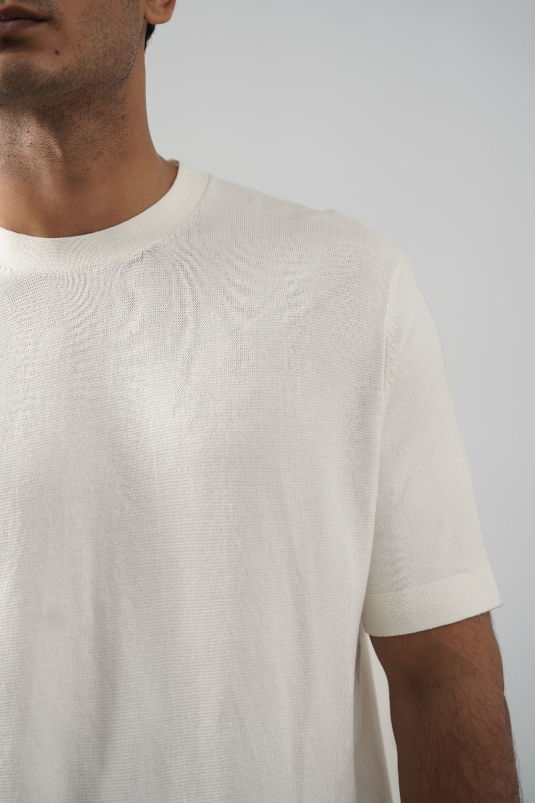 OFF WHITE VISCOSE KNIT TEE