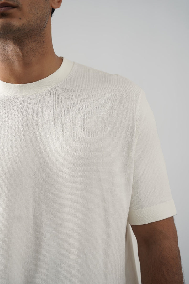 OFF WHITE VISCOSE KNIT TEE