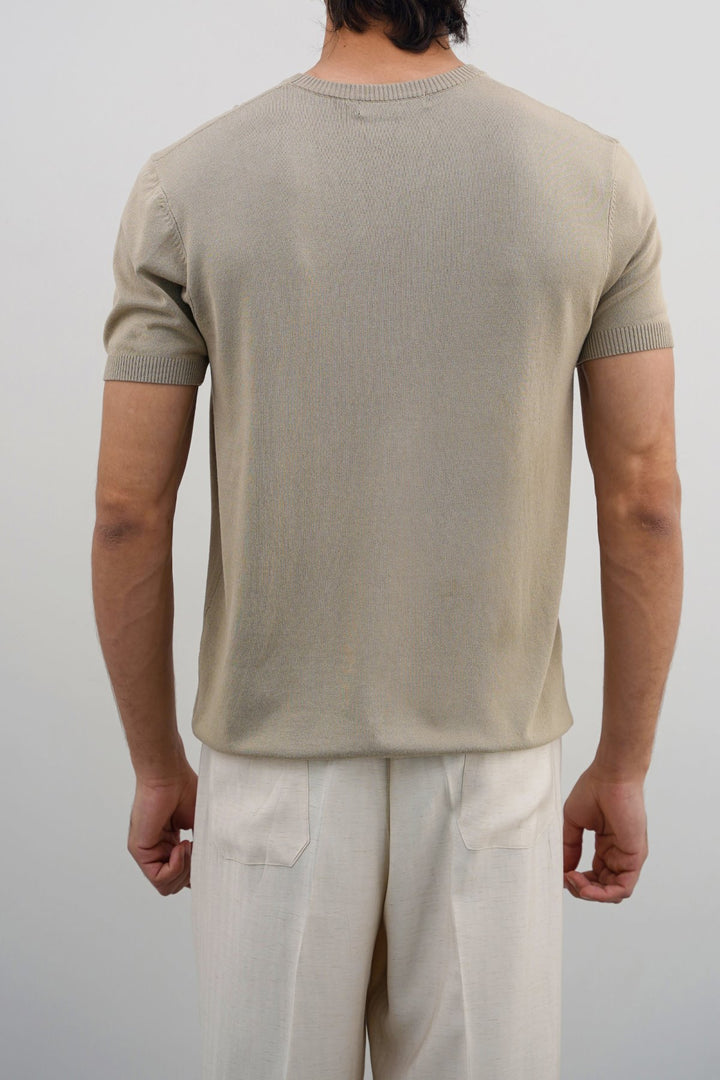 SAND VISCOSE KNIT TEE