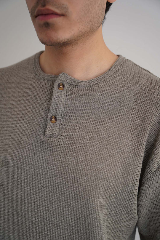 GREY JACQUARD HENLEY
