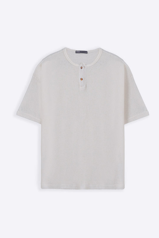 IVORY JACQUARD HENLEY