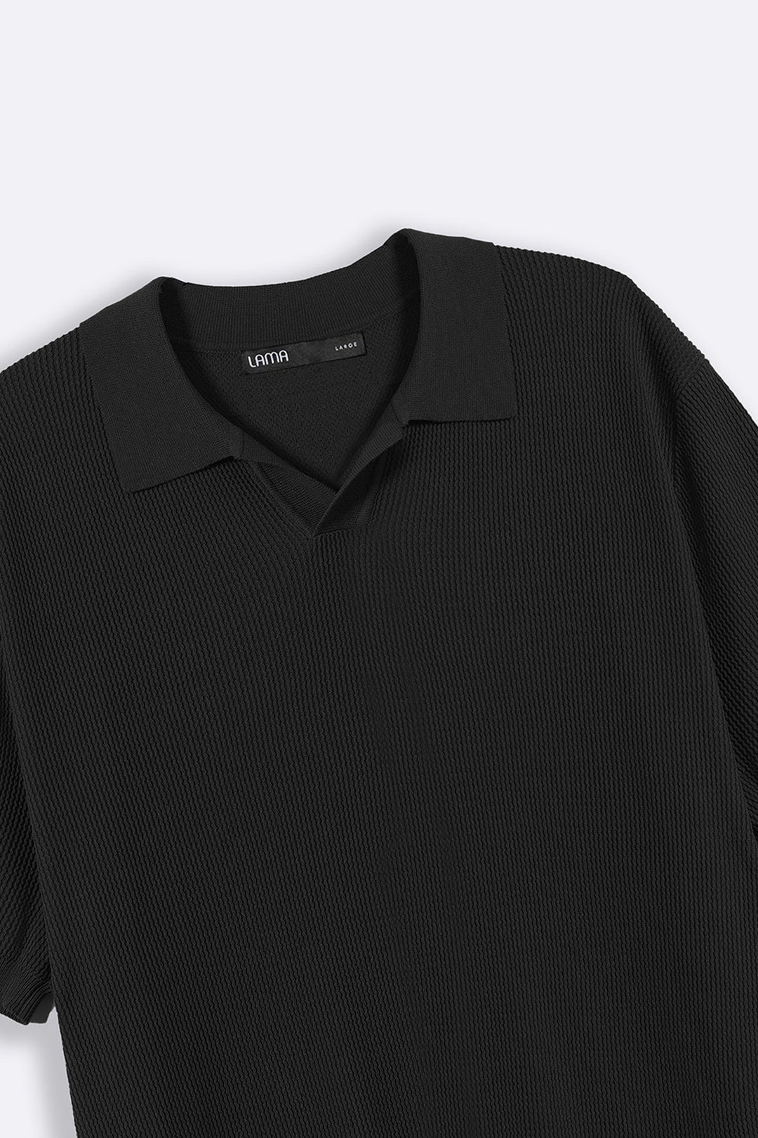 BLACK REFINED KNIT POLO