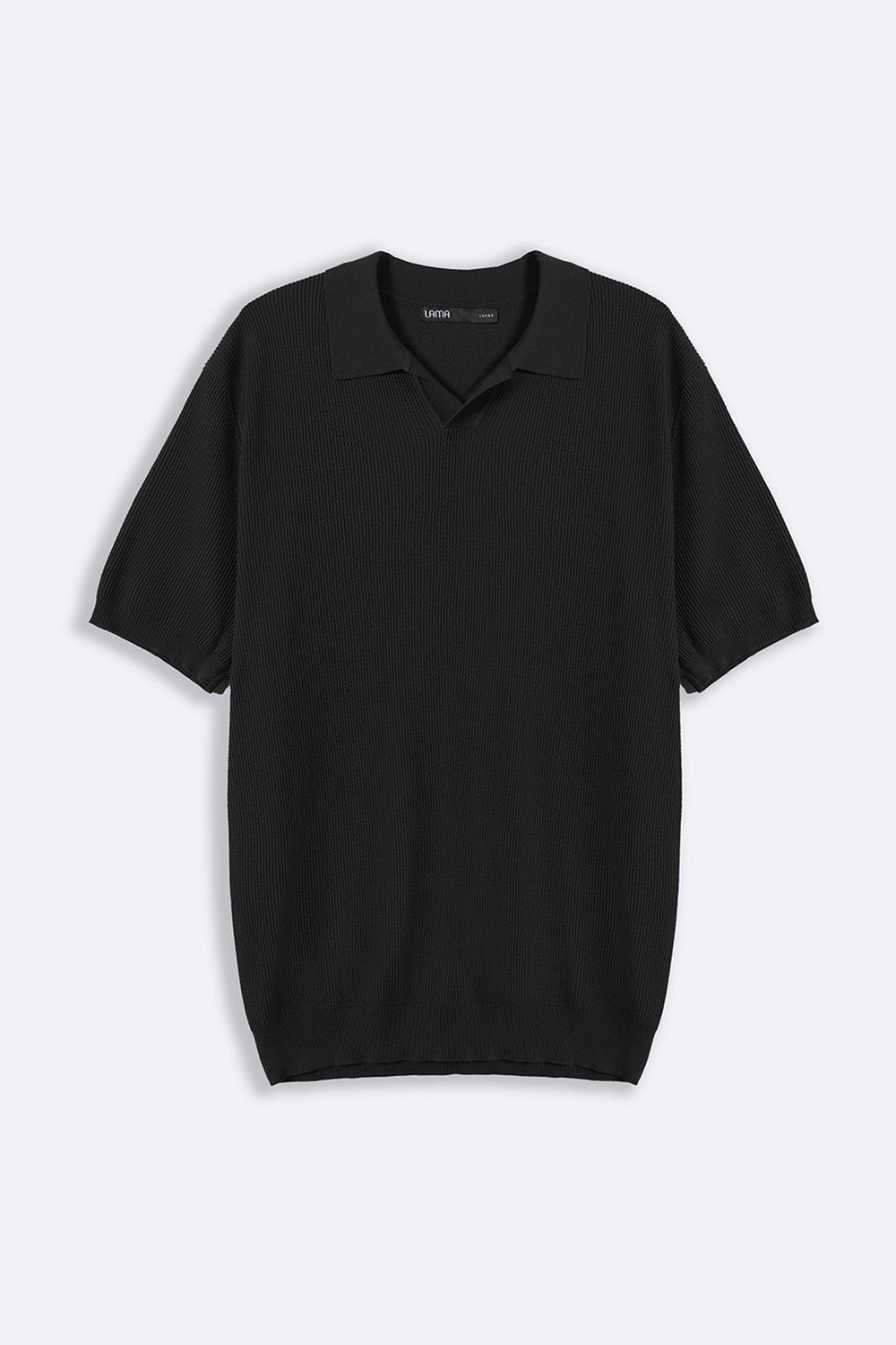 BLACK REFINED KNIT POLO