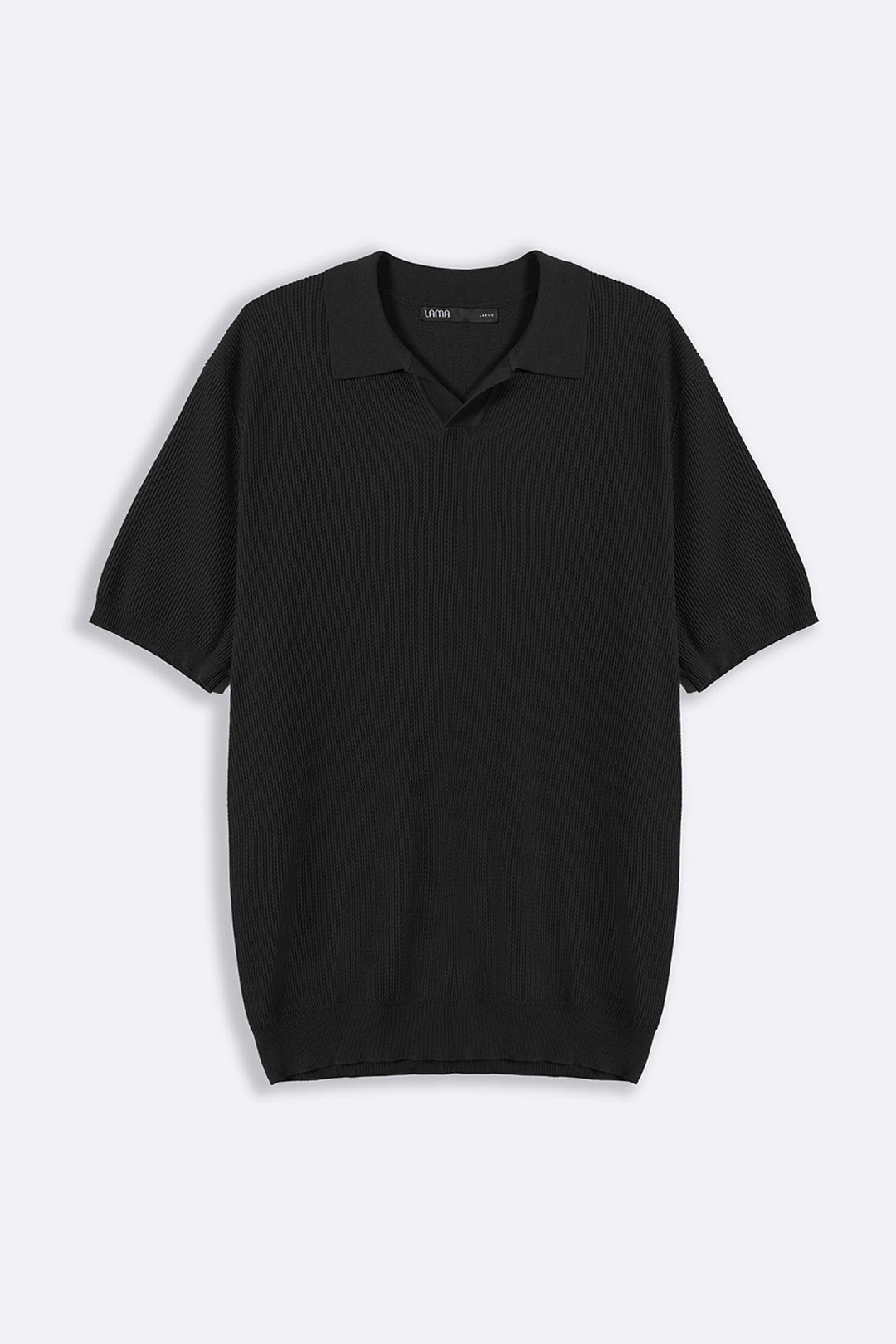 BLACK REFINED KNIT POLO