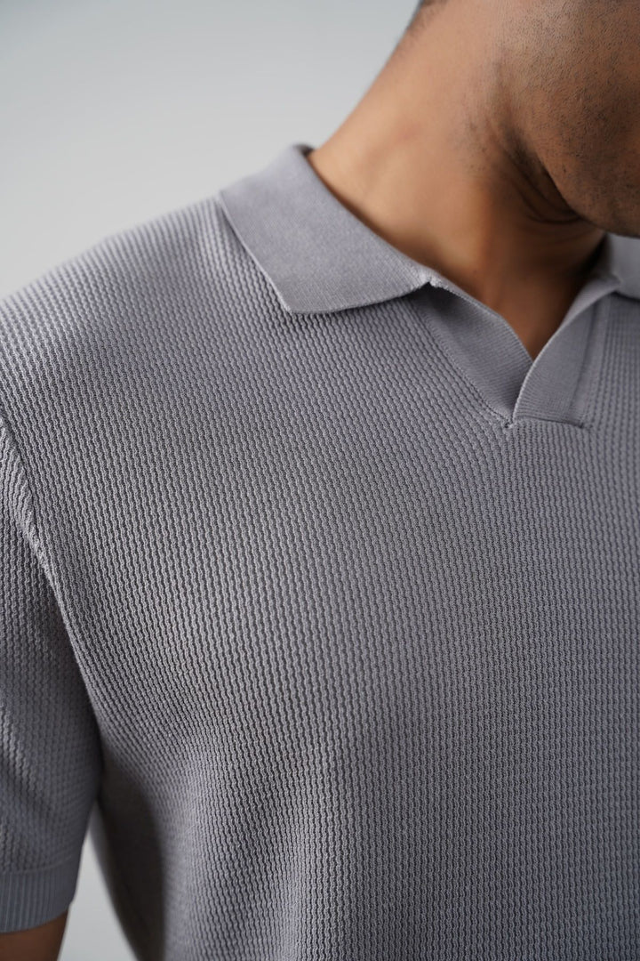 GREY REFINED KNIT POLO