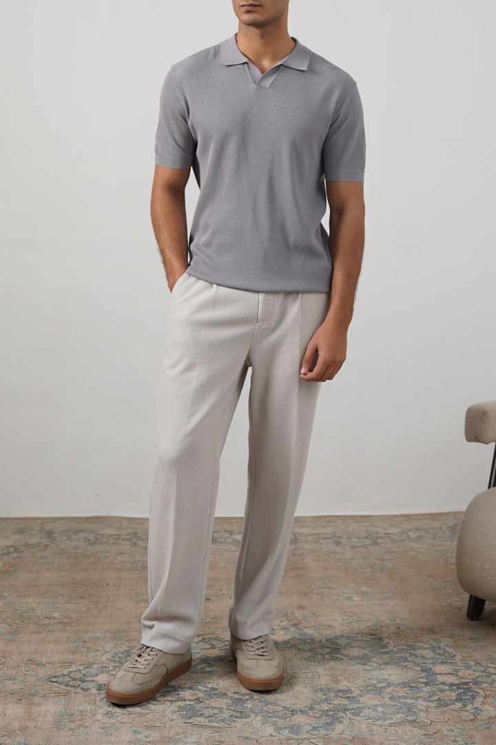 GREY REFINED KNIT POLO