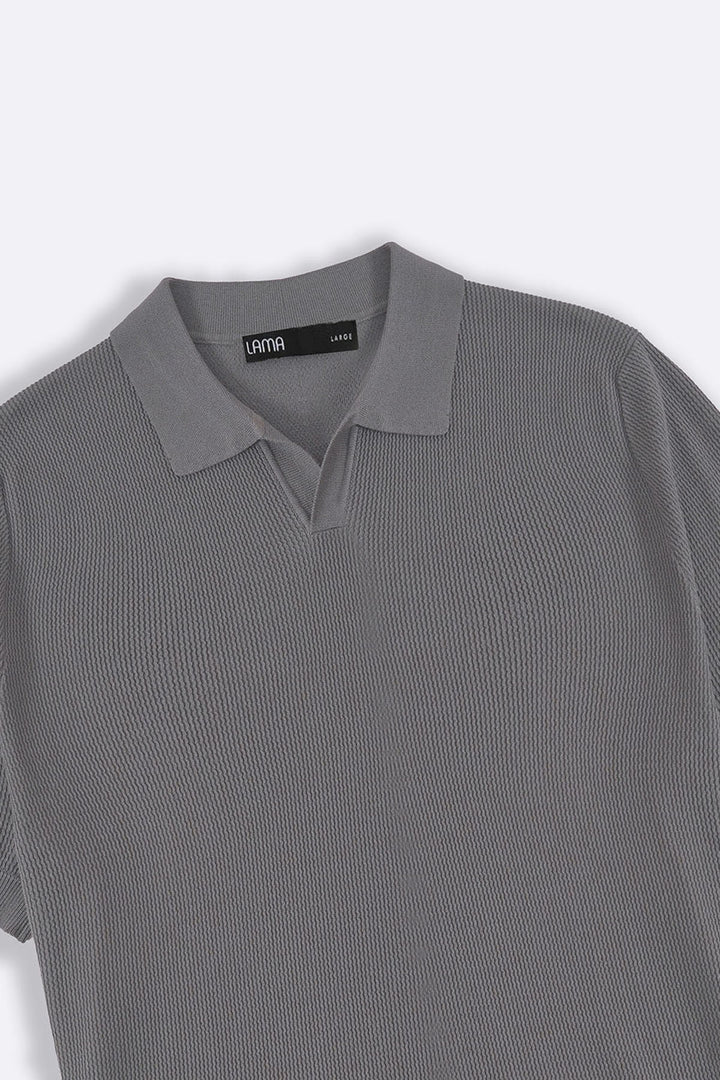 GREY REFINED KNIT POLO