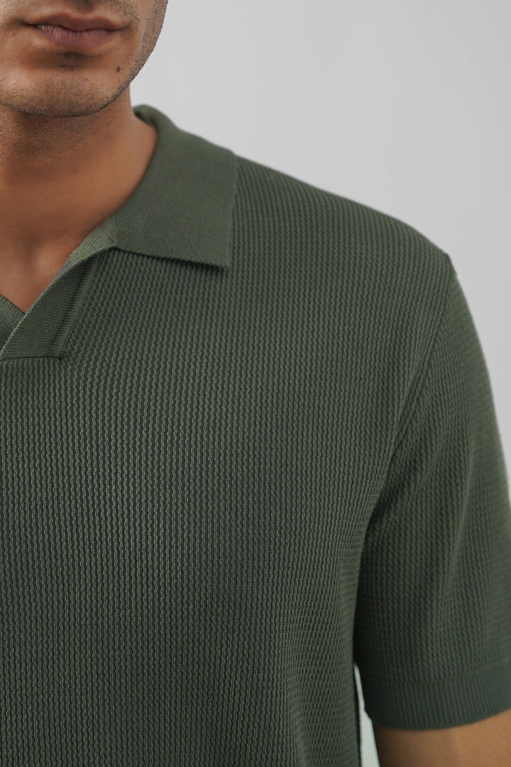 OLIVE REFINED KNIT POLO