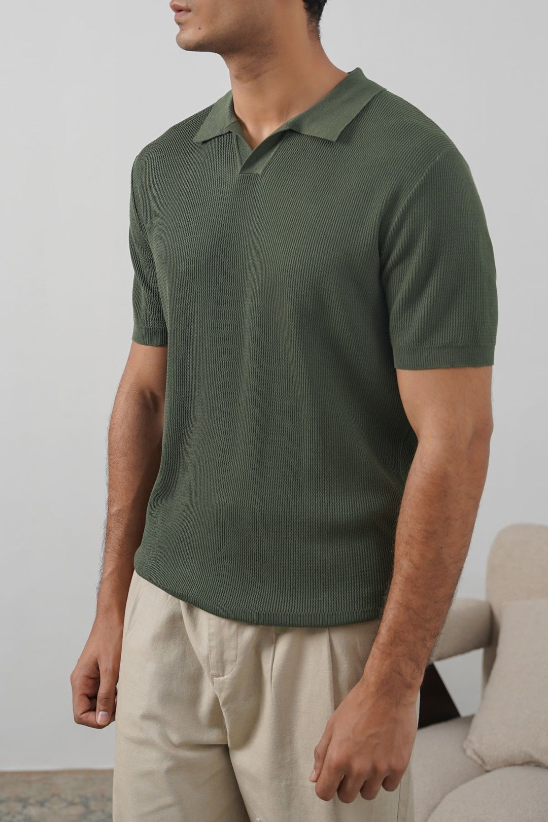 OLIVE REFINED KNIT POLO