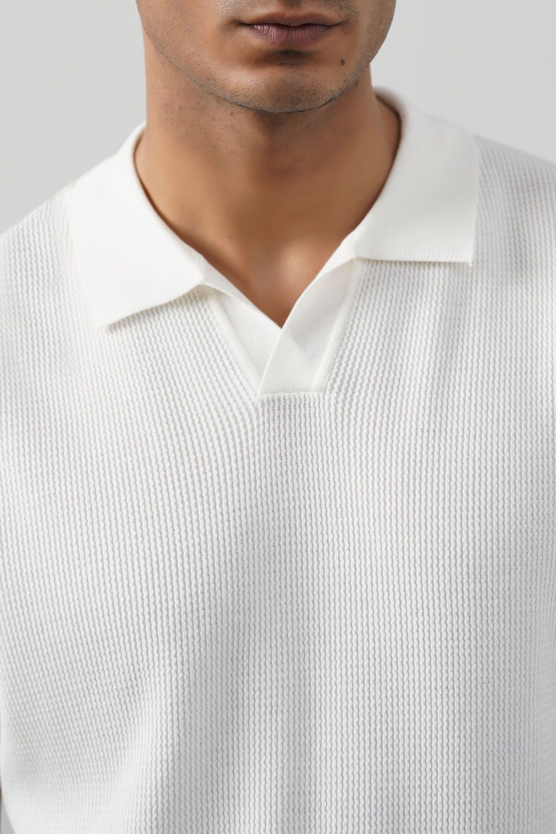 WHITE REFINED KNIT POLO