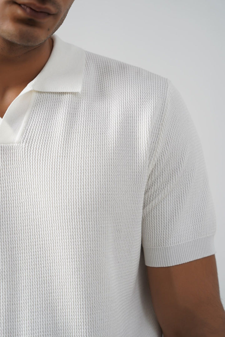 WHITE REFINED KNIT POLO