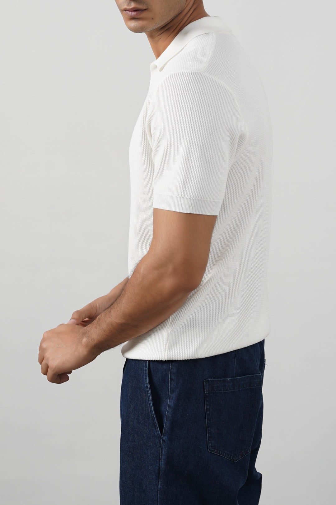 WHITE REFINED KNIT POLO