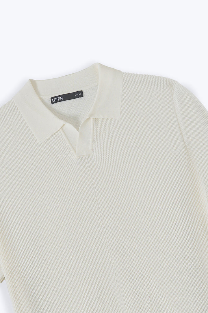 WHITE REFINED KNIT POLO