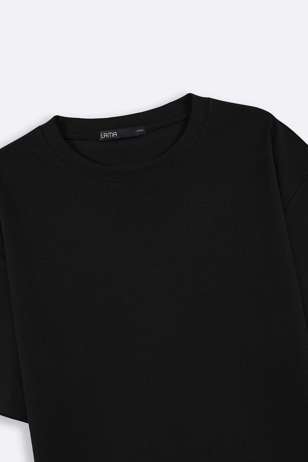 BLACK TEXTURED KNITTED CREW