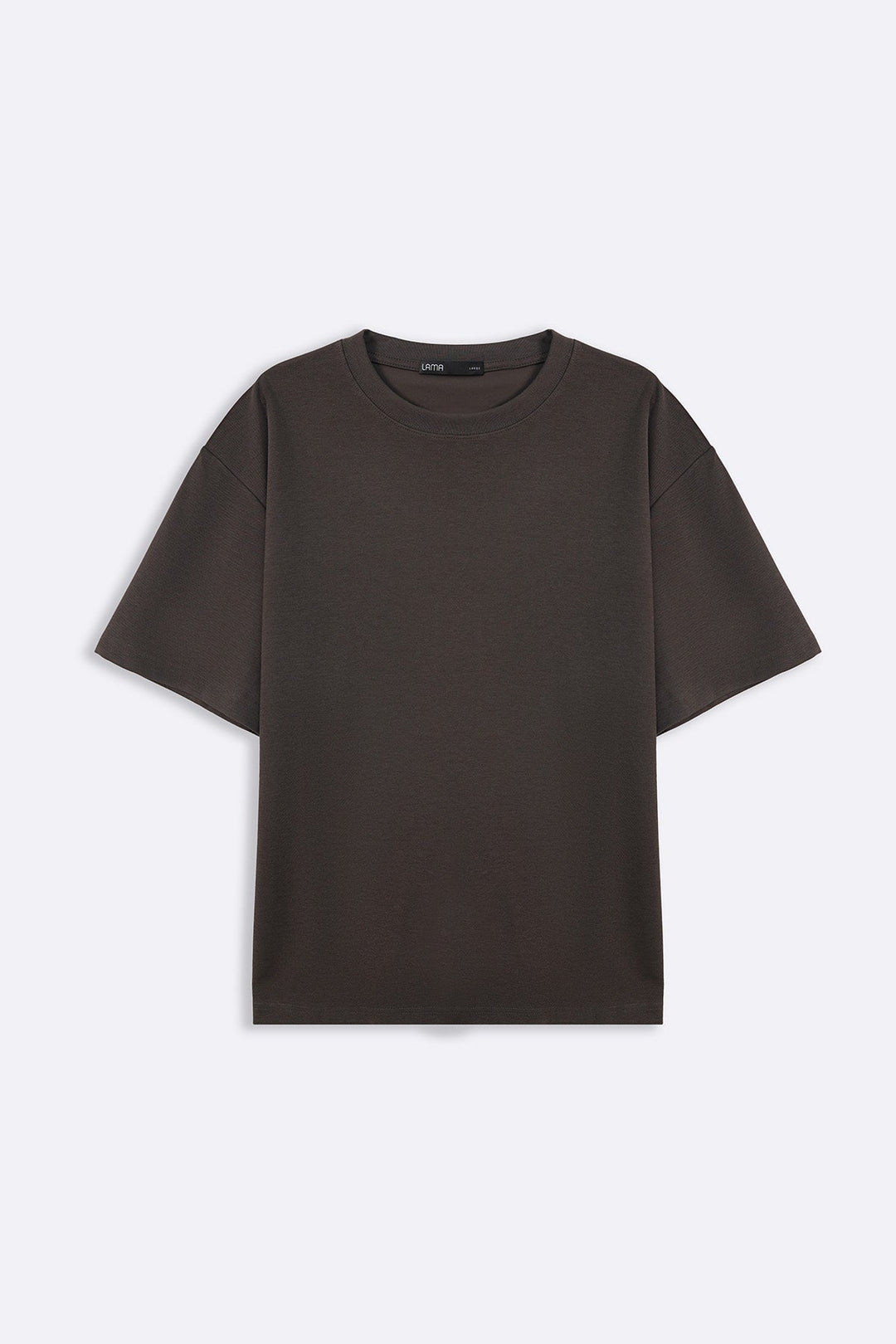 DARK BROWN TEXTURED KNITTED CREW