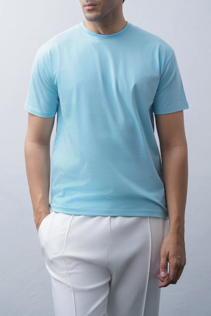 LIGHT BLUE CREW-NECK TEE
