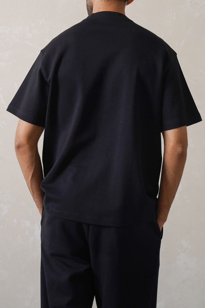 BLACK INTERLOCK TEE