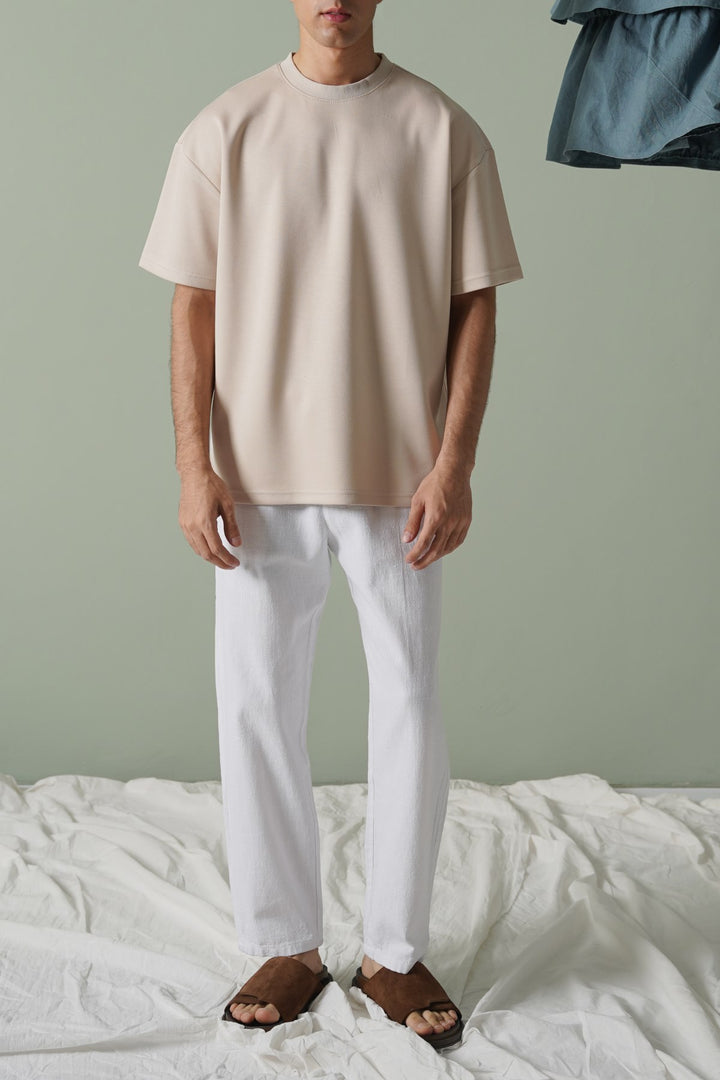 BEIGE BOXY TEE
